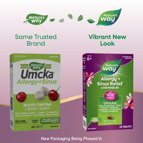 Nature's Way® Umcka® Cherry Flavor Allergy & Sinus Tablets Perspective: back