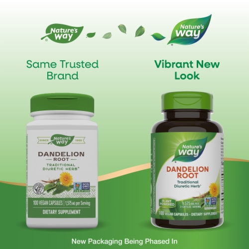 Nature's Way® Dandelion Root 525 mg Capsules Perspective: back