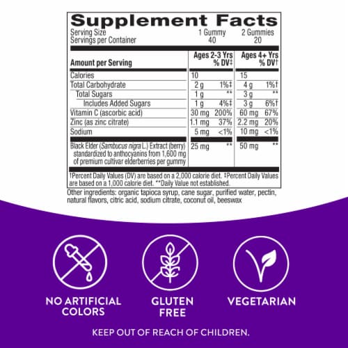 Nature's Way® Sambucus™ Kids Immune Support Gummies 1600mg Perspective: back