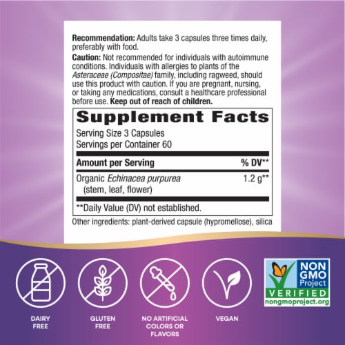 Nature's Way® Organic Echinacea Purpurea Capsules Perspective: back