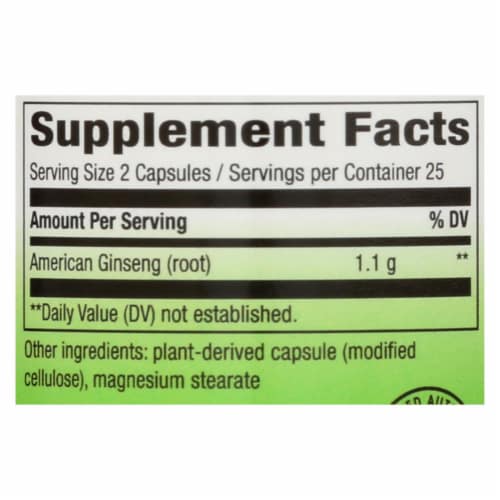 Nature's Way American Ginseng Root Capsules 550mg Perspective: back