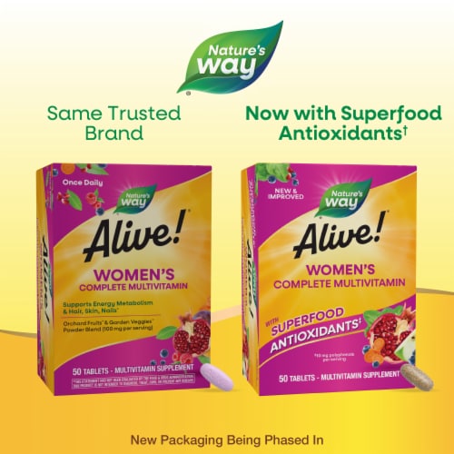 Nature's Way® Alive!® Women's Energy Complete Multivitamin Tablets Perspective: back