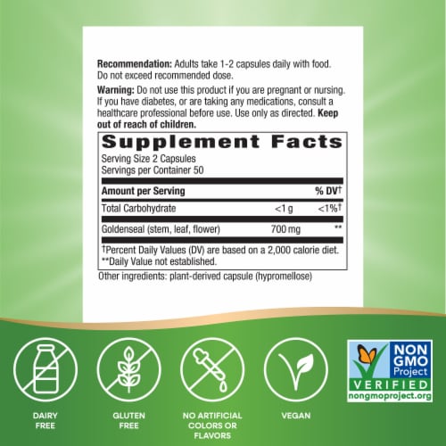 Nature's Way® Goldenseal Herb Capsules Perspective: back