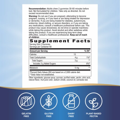 Nature's Way Strawberry Melatonin Gummies Perspective: back