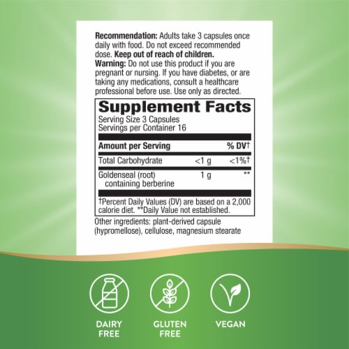 Nature's Way Goldenseal Root Capsules Perspective: back