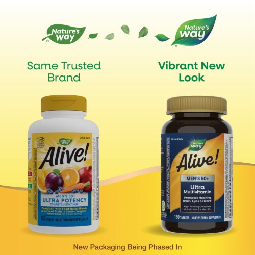 Nature's Way Alive!® Once Daily® Men's 50+ Ultra Potency Complete Multivitamin Tablets Perspective: back