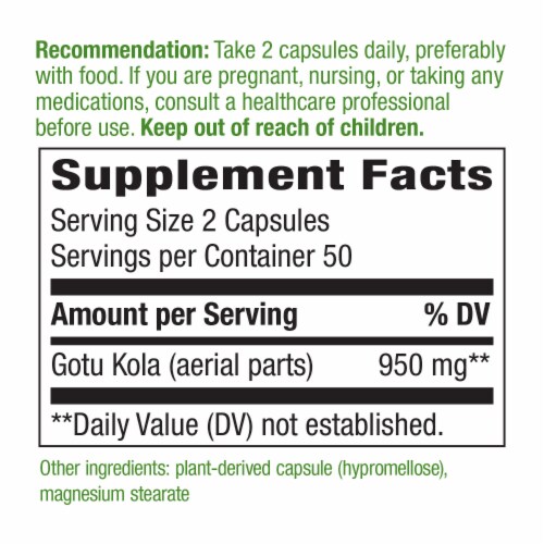 Nature's Way Gotu Kola Capsules 475 mg Perspective: back