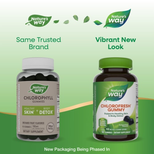 Nature’s Way Chlorofresh Chlorophyll Chlorophyllin Copper Complex Orchard Fruit Flavored Gummies Perspective: back