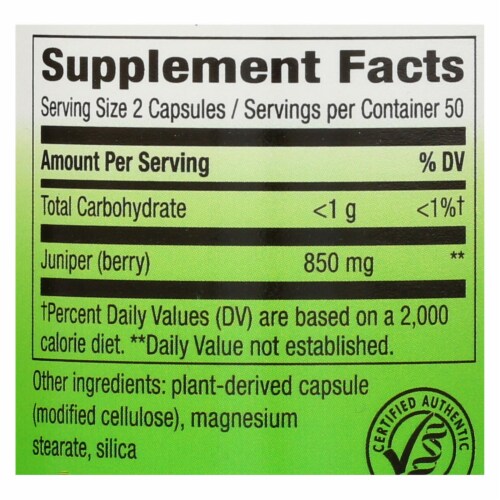 Nature's Way - Juniper Berries - 100 Capsules Perspective: back