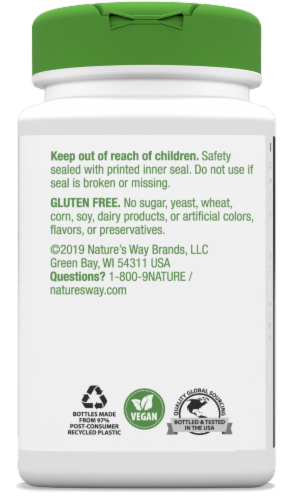 Nature's Way Olive Leaf Capsules 500mg Perspective: back