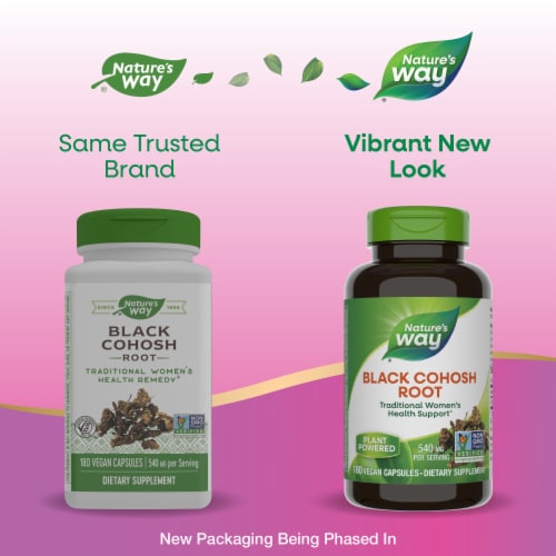 Nature's Way® Black Cohosh Root 540mg Capsules Perspective: back