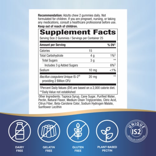 Nature’s Way 3 in 1 Women’s Probiotic Orange Flavored Gummies 2 Billion CFU per 2 Gummy Serving Perspective: back