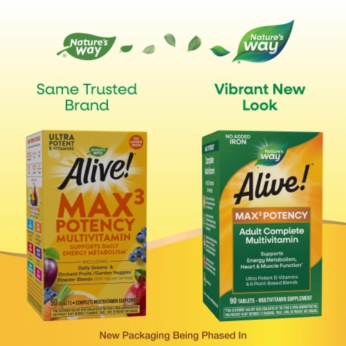 Nature's Way® Alive!® Multivitamin Max Potency Tablets Perspective: back