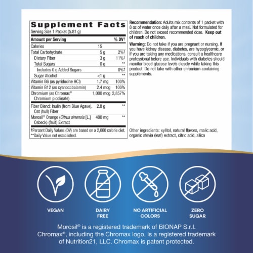 Nature's Way Weight Manager Drink Mix with Plant-Based Fiber Zesty Citrus Flavored Stick Packs Perspective: back