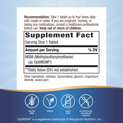 Nature's Way MSM Tablets 1000 mg Perspective: back