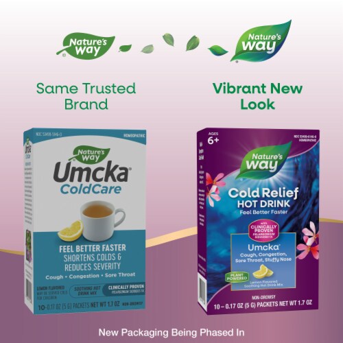 Nature's Way Umcka Cold Care Lemon Flavor Soothing Hot Drink Packets Perspective: back