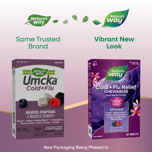 Nature's Way® Umcka® Cold & Flu Berry Flavor Chewable Tablets Perspective: back