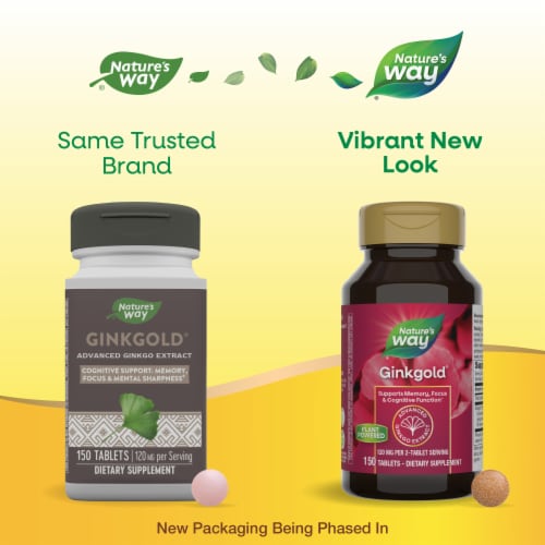 Nature's Way Ginkgold Mental Sharpness Tablets 60 mg Perspective: back