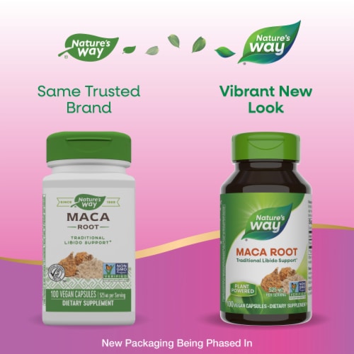 Nature's Way Maca Root Vegan Capsules Perspective: back