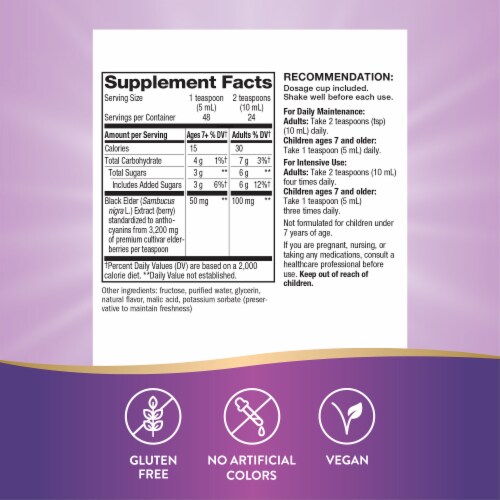 Nature's Way® Original Sambucus Elderberry Syrup Perspective: back