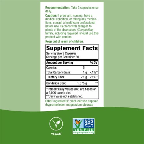 Nature's Way® Dandelion Root Vcaps 525 mg Perspective: back