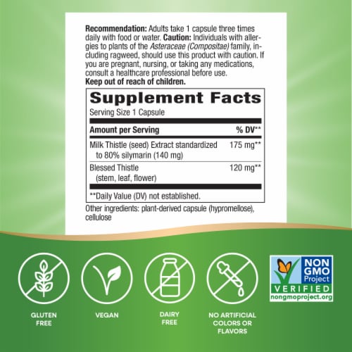 Nature's Way® Milk Thistle Vegan Capsules Perspective: back