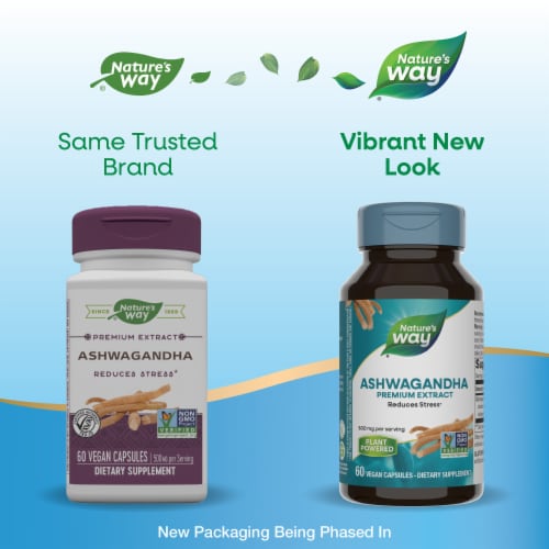 Nature's Way® Ashwagandha Standardized Vegan Capsules Perspective: back