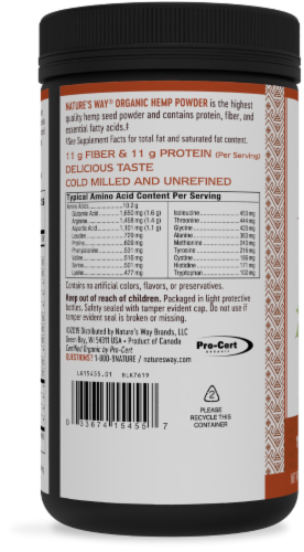 Nature's Way Efa Gold Hemp Organic Protein & Fiber Powder Perspective: back