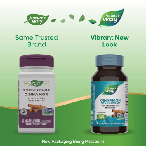 Nature’s Way Cinnamon Premium Extract With Cinnamon Bark Extract 8% Flavonoids Capsules Perspective: back
