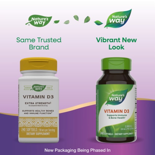Nature's Way Vitamin D3 Softgels 50mcg Perspective: back