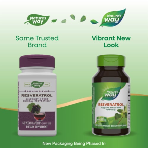 Nature's Way® Premium Blend Resveratrol Vegan Capsules Perspective: back
