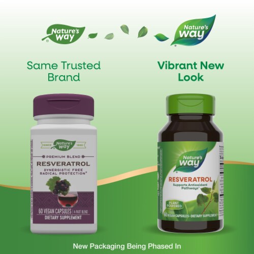 Nature's Way Resveratrol Supports Antioxidant Pathways Vegan Capsules Perspective: back