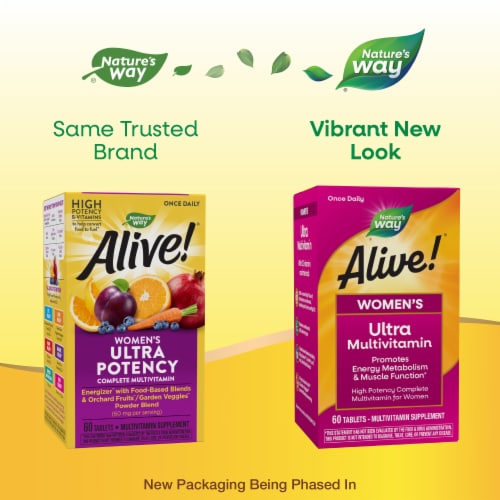 Nature's Way Alive! Women's Ultra B Vitamins Plant Based Blends Multivitamin Tablets Perspective: back