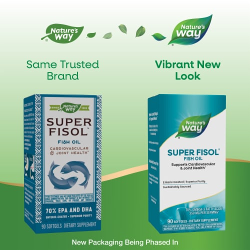Nature's Way Super Fisol Fish Oil Cardiovascular and Joint Health Omega 3 Softgels Perspective: back