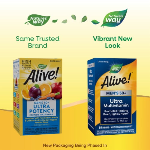 Nature's Way Alive! Men's 50+ Ultra Multivitamin With B Vitamins Plant Based Blends Tablets Perspective: back