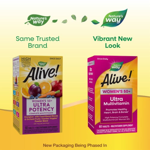 Nature's Way Alive! Women's 50+ Ultra Multivitamin With B-Vitamins Plant Based Blends Tablets Perspective: back