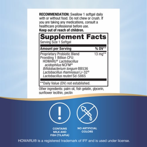 Nature's Way Primadophilus Reuteri Pearls Probiotic Softgels Perspective: back