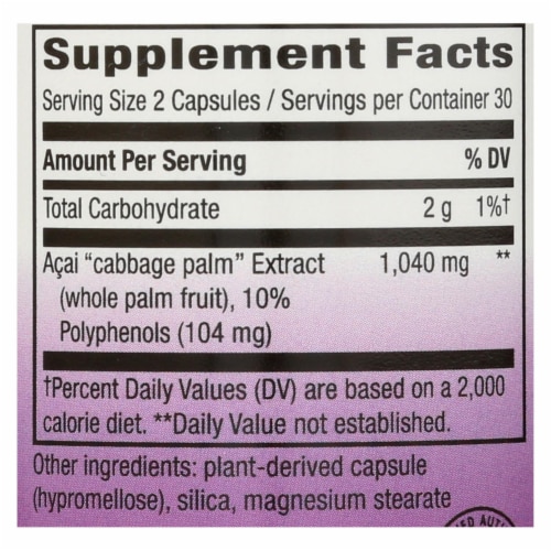 Nature's Way® Acai Standardized Vcaps Perspective: back