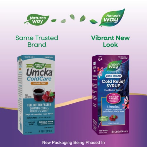 Nature's Way Umcka ColdCare Sugar Free Grape Flavored Soothing Syrup Perspective: back