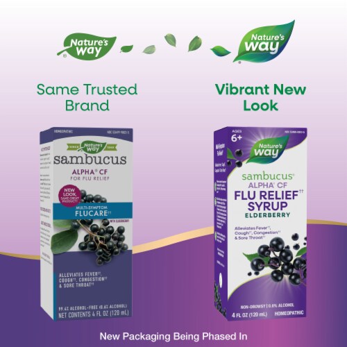 Nature's Way Sambucus Alpha CF Flu Relief Elderberry Syrup Perspective: back