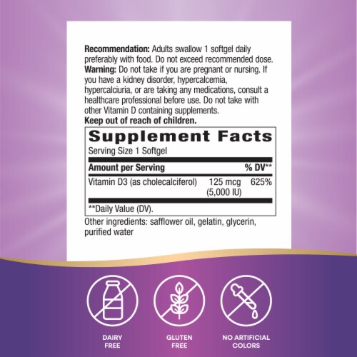 Nature's Way Vitamin D3 Max Bone and Immunity Supplement Softgels Perspective: back