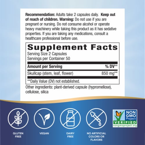 Nature's Way Scullcap Herb Capsules Perspective: back