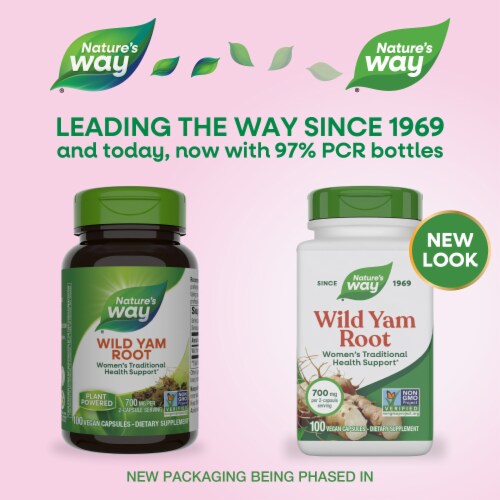 Nature's Way Wild Yam Root Traditional Women's Health Support 700 mg Per 2 Capsule Serving Perspective: back