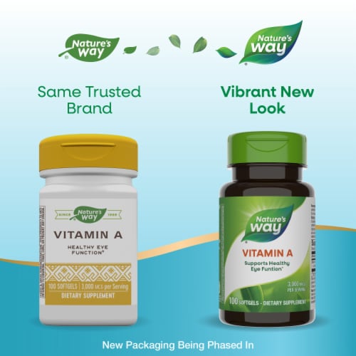 Nature's Way Vitamin A Healthy Eye Function High Potency Vitamin A Softgels 3000 mcg Per Serving Perspective: back