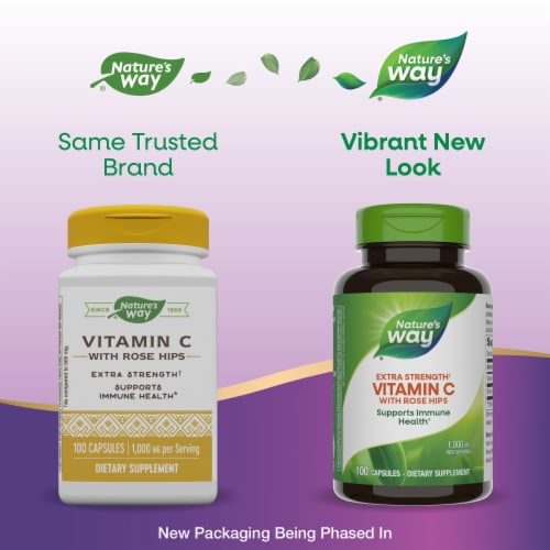 Nature's Way® Vitamin C with Rose Hips Capsules 1000mg Perspective: back