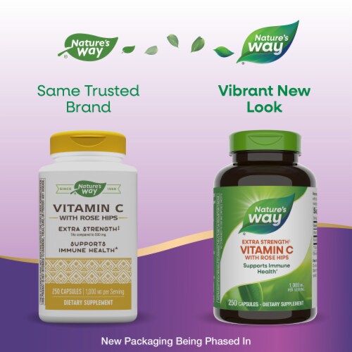 Nature's Way Extra Strength Vitamin C With Rose Hips Capsules 1000 mg Per Serving Perspective: back