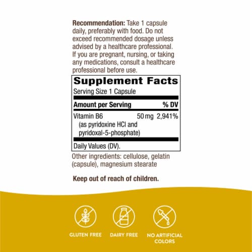 Nature's Way Vitamin B-6 Capsules Perspective: back