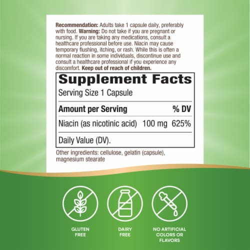 Nature's Way® Niacin Vitamin B3 Capsules Perspective: back