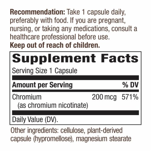 Nature's Way® GTF Chromium Capsules Perspective: back