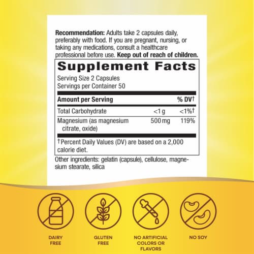 Nature's Way® Magnesium Complex Dietary Supplement Capsules Perspective: back